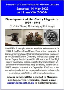 #External Talk - The Development of the Cavity Magnetron 1939 - 1941 - Dr Peter Grant, University of Edinburgh (1100 - 1230L)